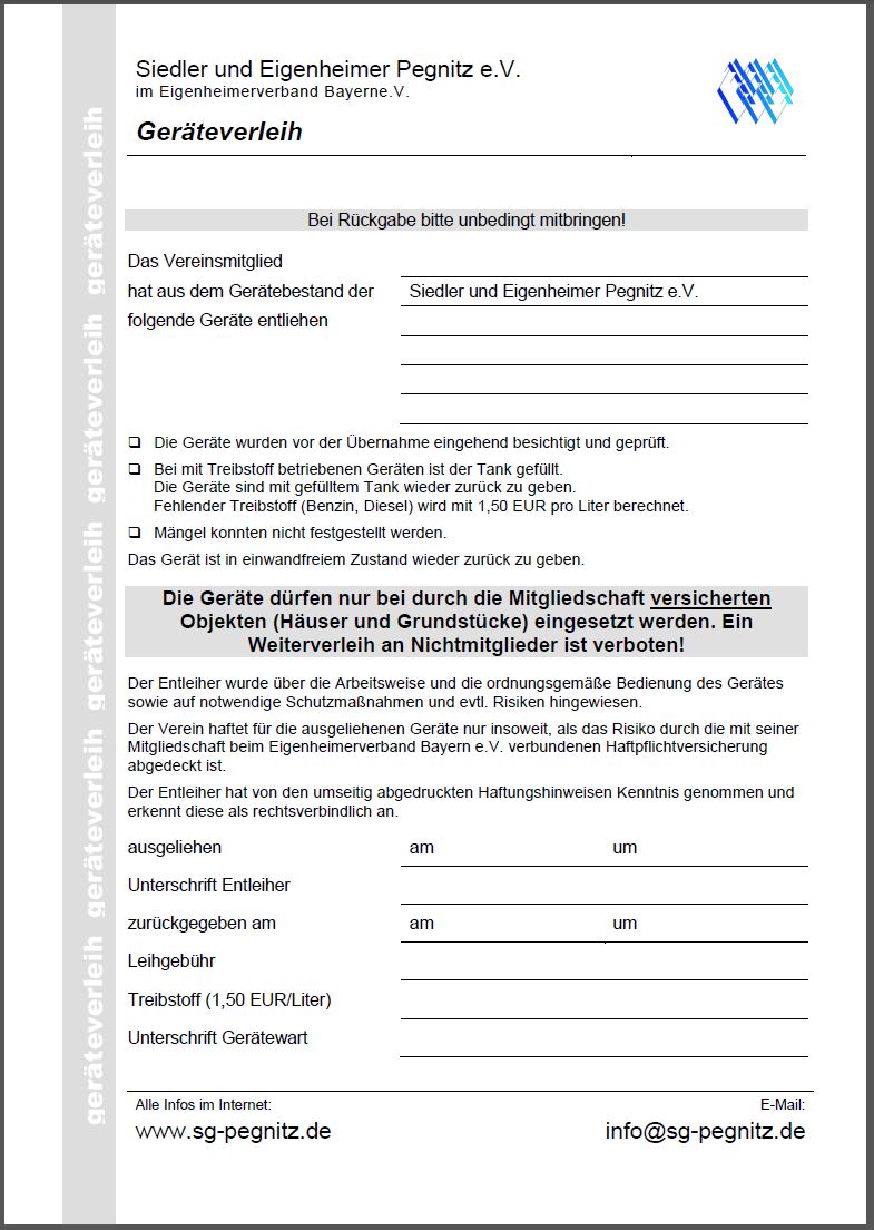 Geräteverleihschein